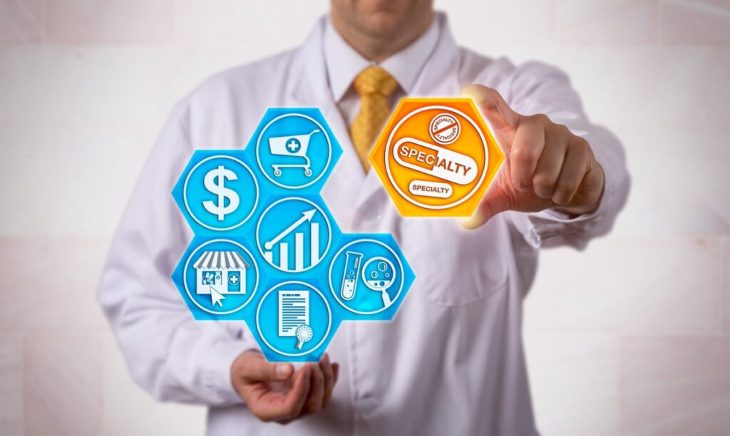 Pharmacist Presenting Specialty Drugs Online