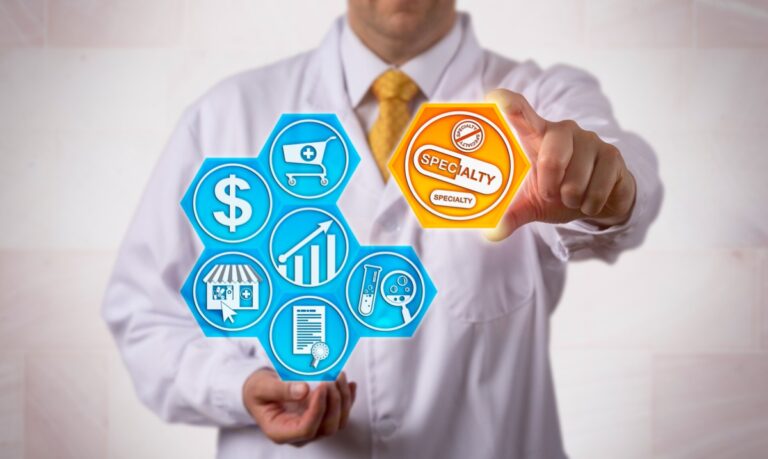 Pharmacist Presenting Specialty Drugs Online